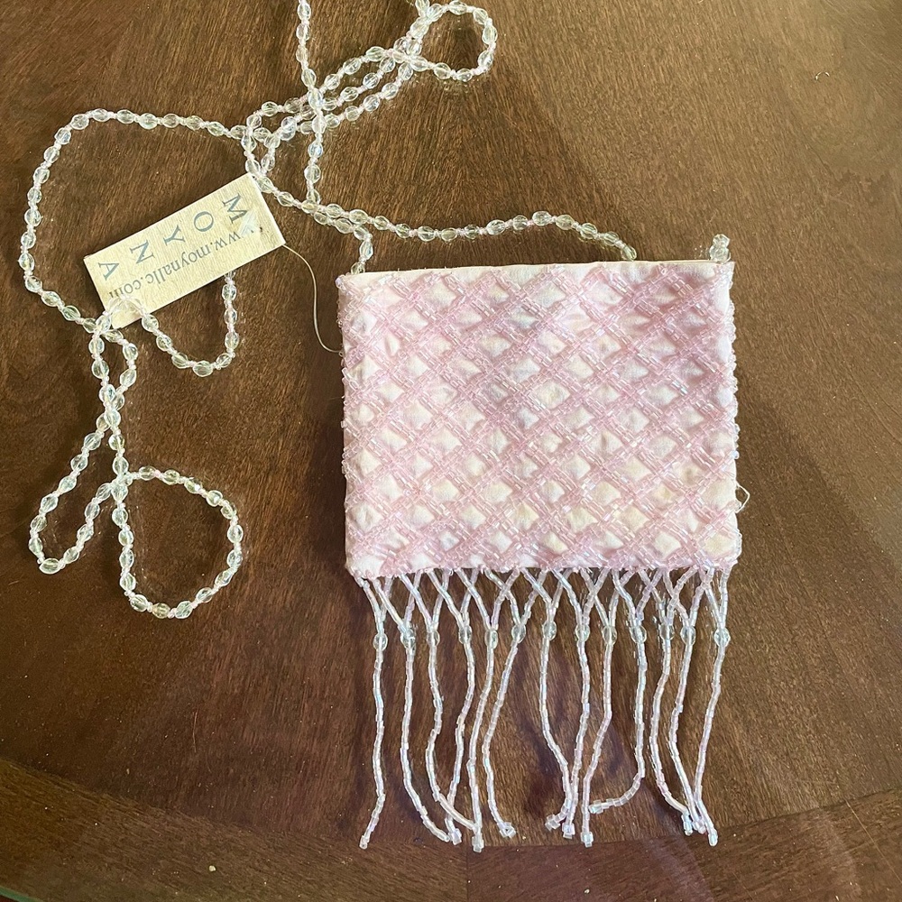 Bag Beaded. Pink. MOYNA. Credit card size all ages